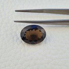 Quarzo Fumè Naturale Taglio Ovale Sfaccettata a Mano Gemma Sciolta 12X16X7mm 8,45 Carati 1pz