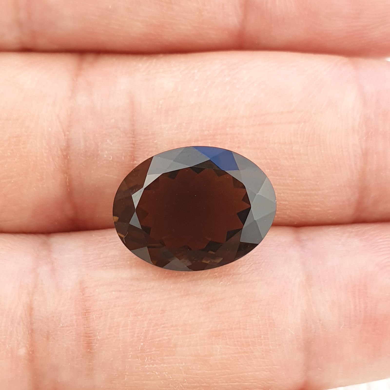 Quarzo Fumè Naturale Taglio Ovale Sfaccettata a Mano Gemma Sciolta 12X16X7mm 8,45 Carati 1pz