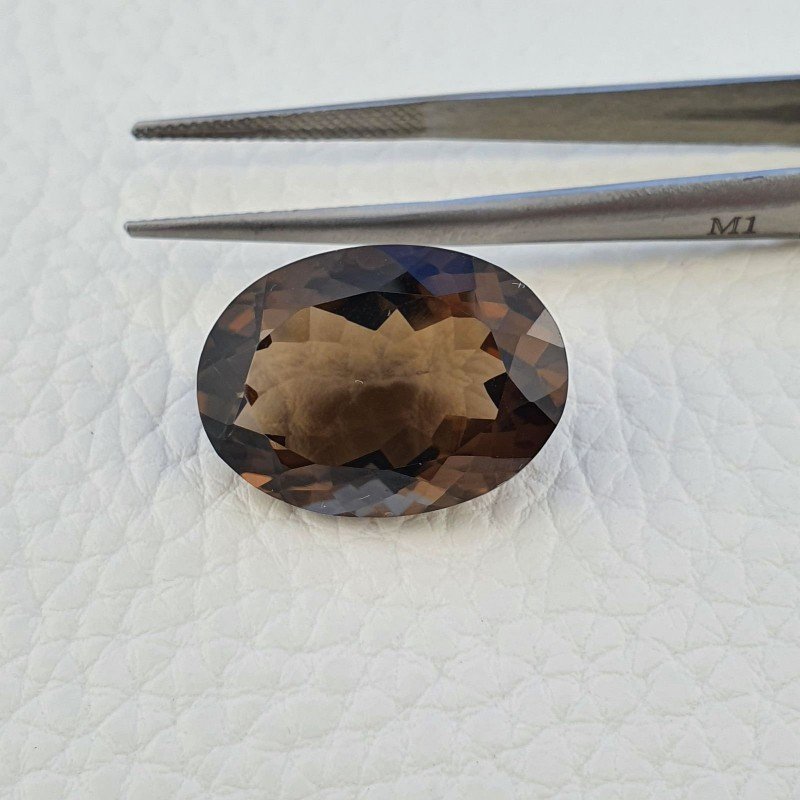 Quarzo Fumè Naturale Taglio Ovale Sfaccettata a Mano Gemma Sciolta 16X22X10mm 20,80 Carati 1pz