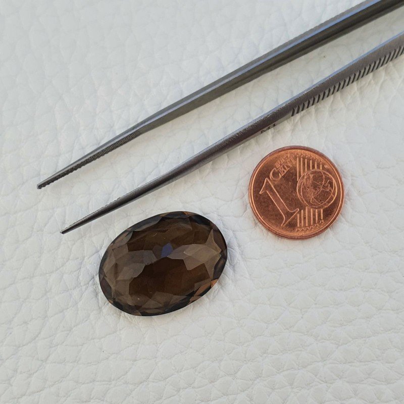 Quarzo Fumè Naturale Taglio Ovale Sfaccettata a Mano Gemma Sciolta 16X22X10mm 20,80 Carati 1pz