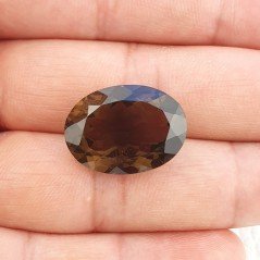 Gemma Sciolta di Quarzo Fumé Naturale, Taglio Ovale Sfaccettato a Mano, 16x22x10 mm, 20,80 ct