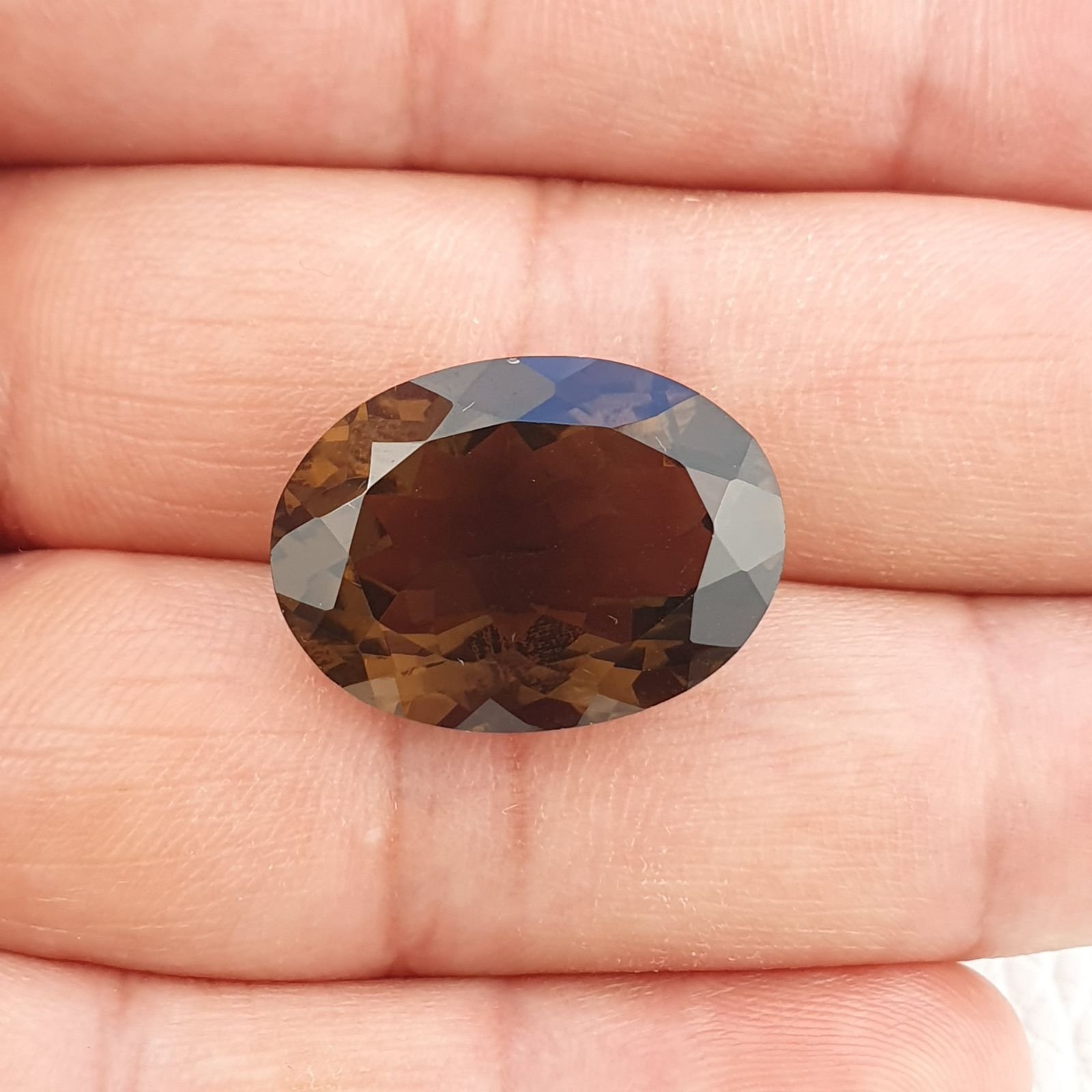 Quarzo Fumè Naturale Taglio Ovale Sfaccettata a Mano Gemma Sciolta 16X22X10mm 20,80 Carati 1pz