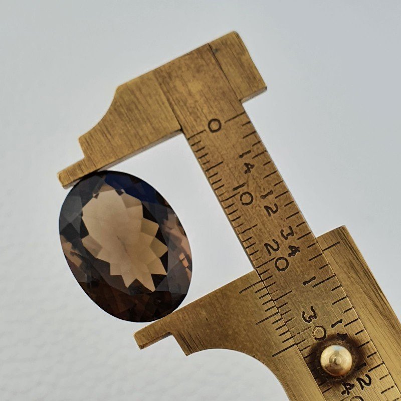 Quarzo Fumè Naturale Taglio Ovale Sfaccettata a Mano Gemma Sciolta 16X22X10mm 20,80 Carati 1pz