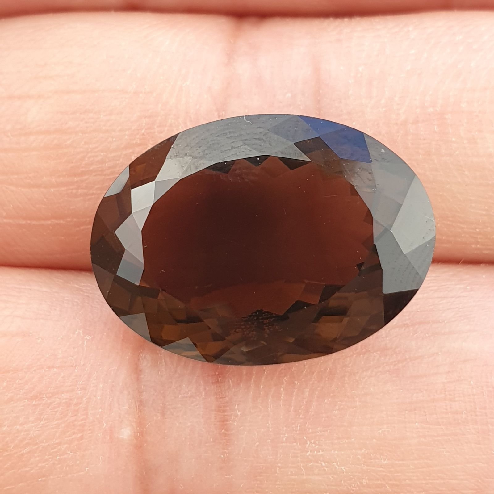 Quarzo Fumè Naturale Taglio Ovale Sfaccettata a Mano Gemma Sciolta 16X22X10mm 20,40 Carati 1pz