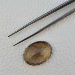 Quarzo Fumè Naturale Taglio Ovale Sfaccettata a Mano Gemma Sciolta 19X25X10mm 31,90 Carati 1pz