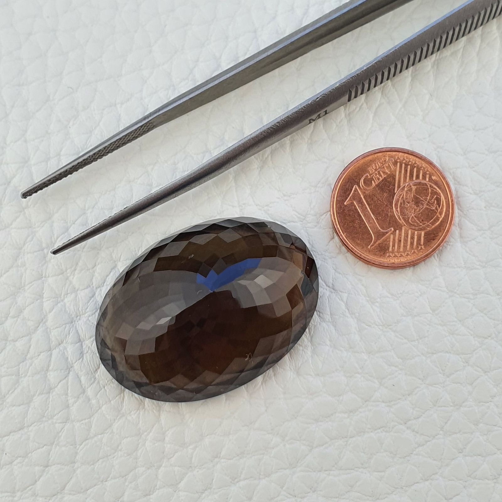 Quarzo Fumè Naturale Taglio Ovale Sfaccettata a Mano Gemma Sciolta 30X22X13mm 52,40 Carati 1pz