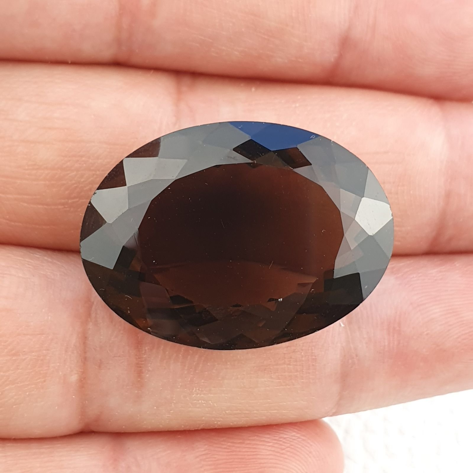 Quarzo Fumè Naturale Taglio Ovale Sfaccettata a Mano Gemma Sciolta 30X22X13mm 52,40 Carati 1pz