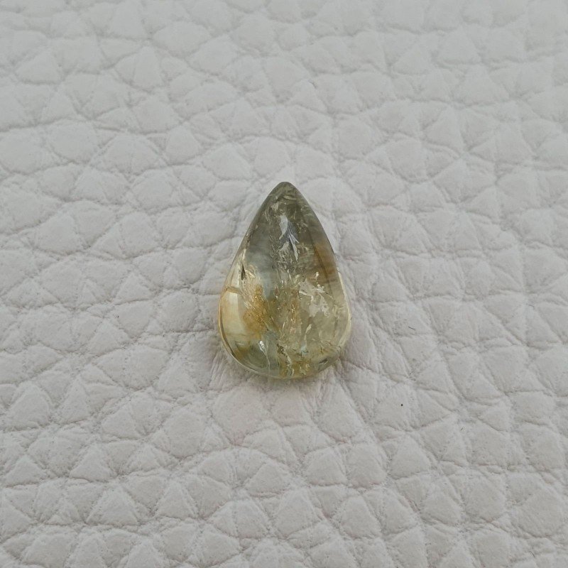 Cabochon di Tormalina Verde Naturale Goccia, Piatto e Liscio, 13x8x5 mm, 4,45 ct, Fatto a Mano