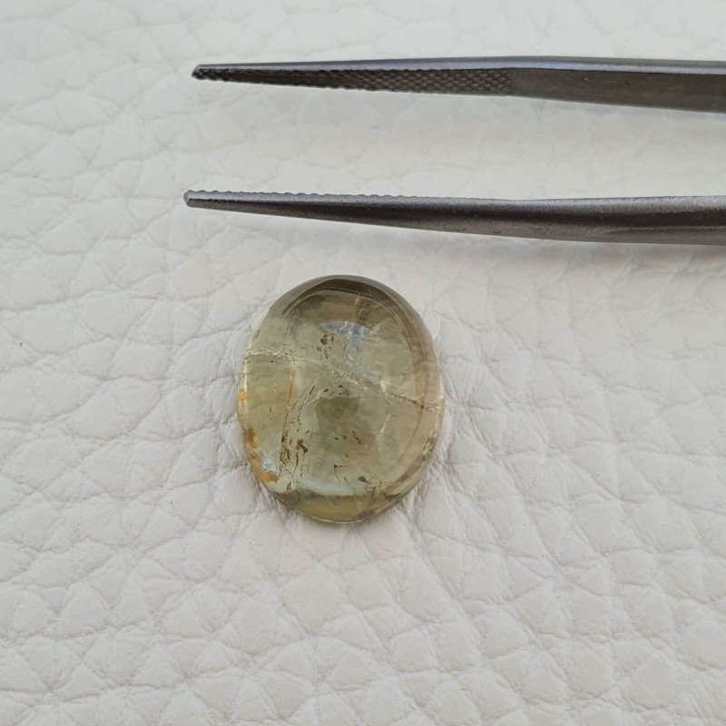Tormalina Verde Naturale Forma Ovale Piatto Cabochon Liscio Fatto a Mano 15X12X7mm 11,95 Carati 1pz