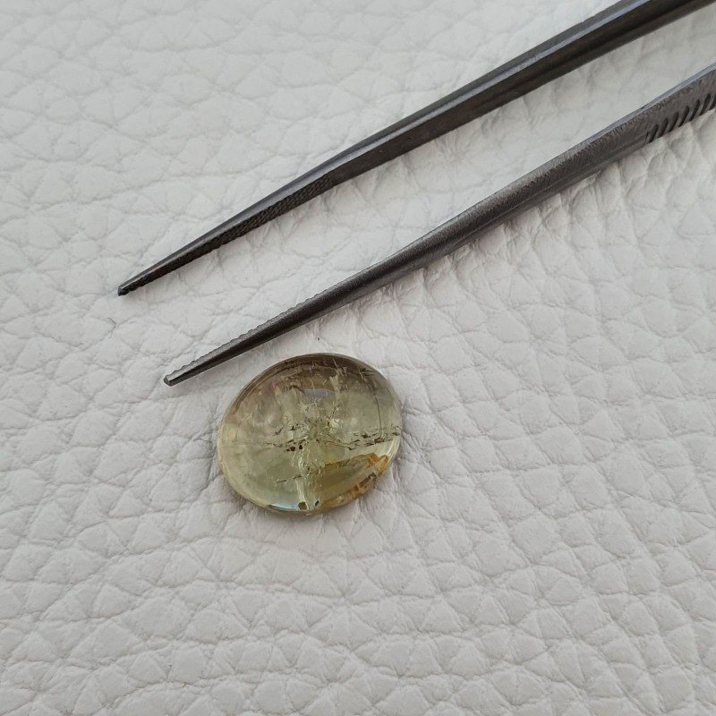 Tormalina Verde Naturale Forma Ovale Piatto Cabochon Liscio Fatto a Mano 15X12X7mm 11,95 Carati 1pz