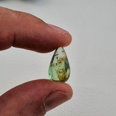 Tormalina Verde Naturale Forma Goccia Piatto Cabochon Liscio Fatto a Mano 17X9X6mm 8,15 Carati 1pz