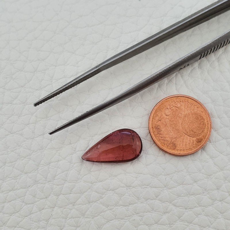 Tormalina Rosa Rubellite Naturale Forma Goccia Piatto Cabochon Liscio Fatto a Mano 16X8X3mm 4,10 ct