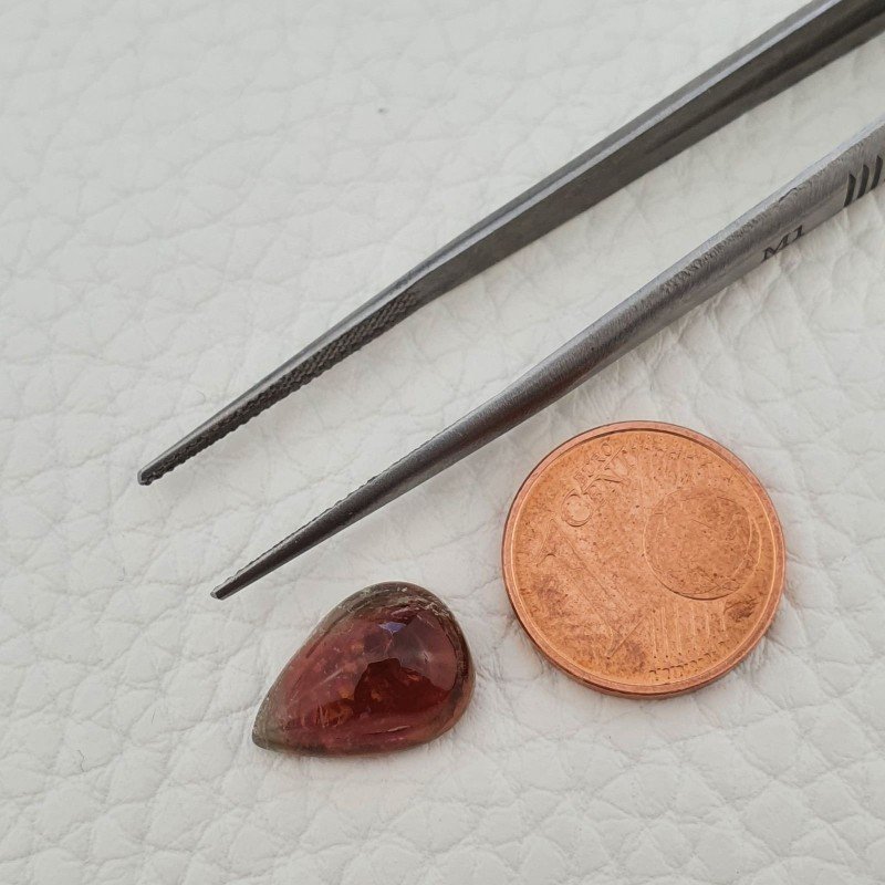 Tormalina Rosa Rubellite Naturale Forma Goccia Piatto Cabochon Liscio Fatto a Mano 13X9X5mm 4,90 ct