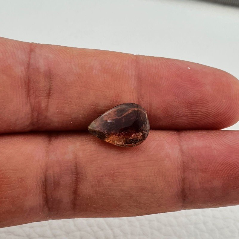 Tormalina Rosa Rubellite Naturale Forma Goccia Piatto Cabochon Liscio Fatto a Mano 13X9X5mm 4,90 ct