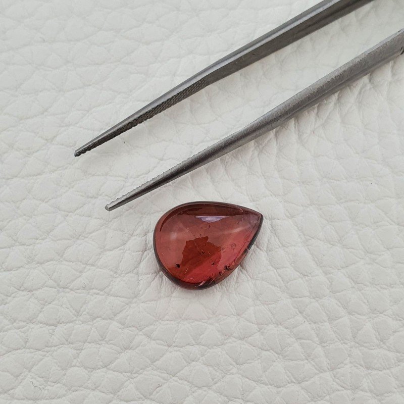 Tormalina Rosa Rubellite Naturale Forma Goccia Piatto Cabochon Liscio Fatto a Mano 14X11X5mm 7,05 ct