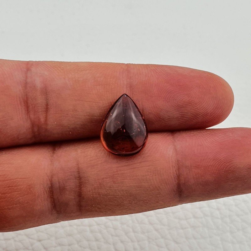 Tormalina Rosa Rubellite Naturale Forma Goccia Piatto Cabochon Liscio Fatto a Mano 14X11X5mm 7,05 ct