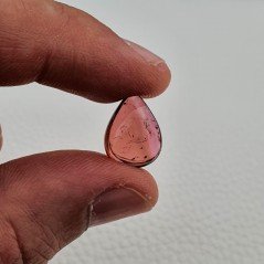 Tormalina Rosa Rubellite Naturale Forma Goccia Piatto Cabochon Liscio Fatto a Mano 14X11X5mm 7,05 ct
