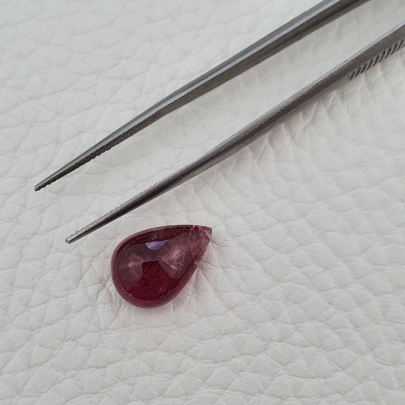 Tormalina Rosa Rubellite Naturale Forma Goccia Piatto Cabochon Liscio Fatto a Mano 15X10X7mm 7,85 ct