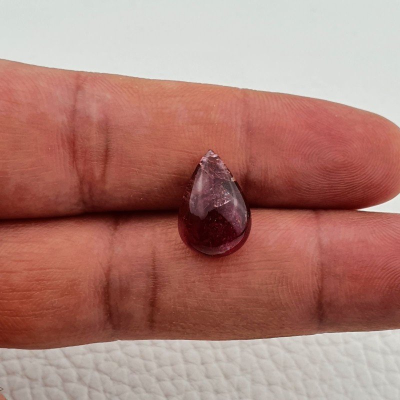 Tormalina Rosa Rubellite Naturale Forma Goccia Piatto Cabochon Liscio Fatto a Mano 15X10X7mm 7,85 ct