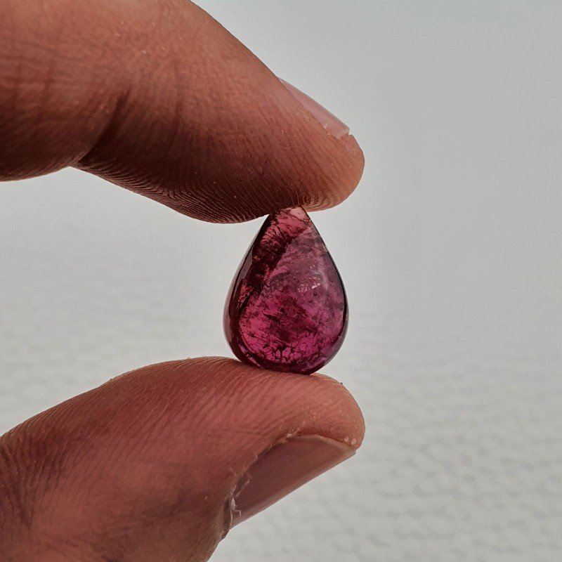 Tormalina Rosa Rubellite Naturale Forma Goccia Piatto Cabochon Liscio Fatto a Mano 15X10X7mm 7,85 ct