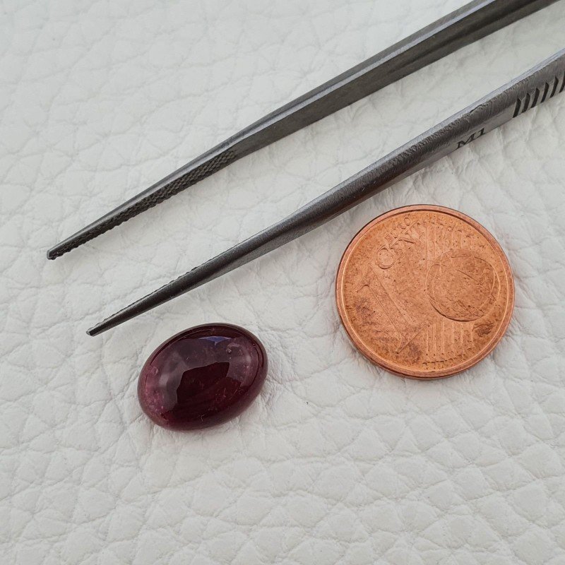Tormalina Rosa Rubellite Naturale Forma Ovale Piatto Cabochon Liscio Fatto a Mano 12X9X5mm 5,30ct