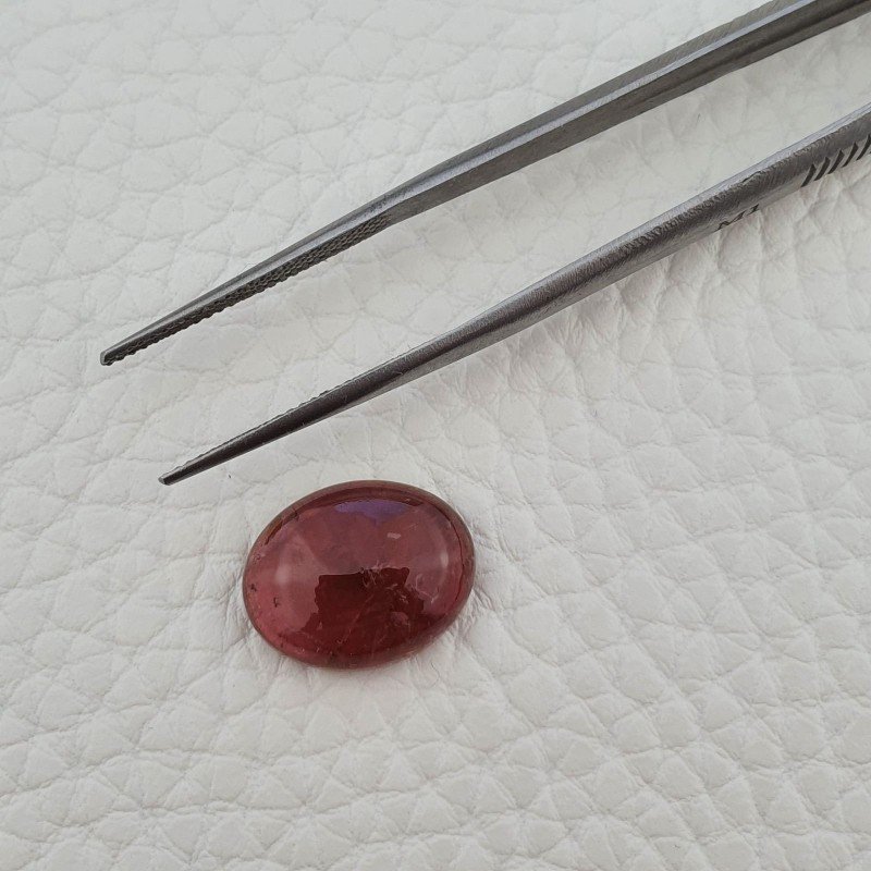 Tormalina Rosa Rubellite Naturale Forma Ovale Piatto Cabochon Liscio Fatto a Mano 15X11,5X5mm 7,60 ct