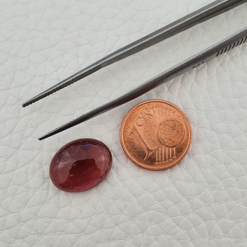 Tormalina Rosa Rubellite Naturale Forma Ovale Piatto Cabochon Liscio Fatto a Mano 15X11,5X5mm 7,60 ct