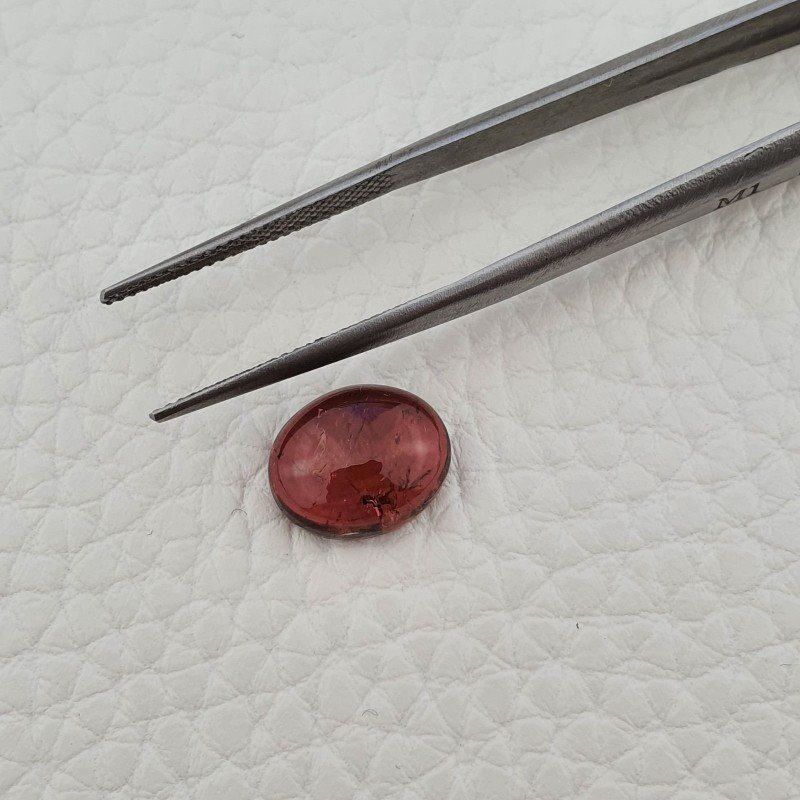 Tormalina Rosa Rubellite Naturale Forma Ovale Piatto Cabochon Liscio Fatto a Mano 12X10X5mm 4,65 ct
