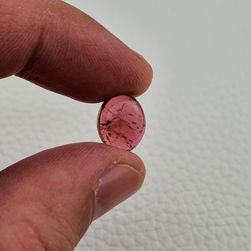 Tormalina Rosa Rubellite Naturale Forma Ovale Piatto Cabochon Liscio Fatto a Mano 12X10X5mm 4,65 ct