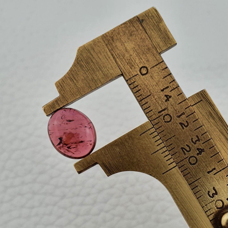 Tormalina Rosa Rubellite Naturale Forma Ovale Piatto Cabochon Liscio Fatto a Mano 12X10X5mm 4,65 ct