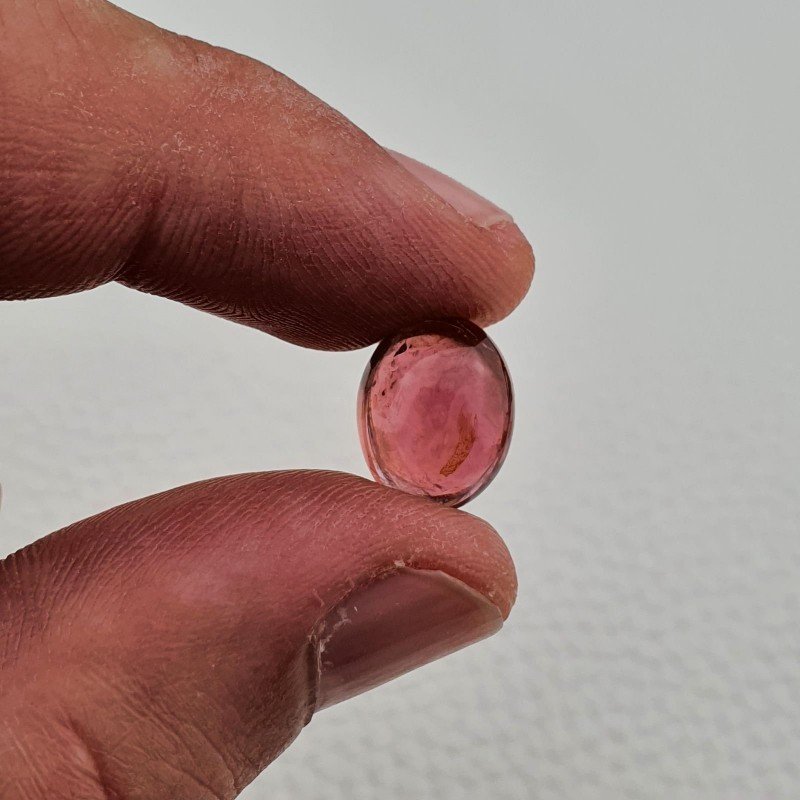 Tormalina Rosa Naturale Forma Ovale Piatto Cabochon Liscio Fatto a Mano12X10X06mm 6,35ct
