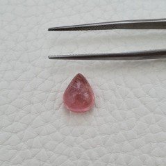 Tormalina Rosa Rubellite Naturale Forma Goccia Piatto Cabochon Liscio Fatto a Mano 11X9X6mm 4,70 ct