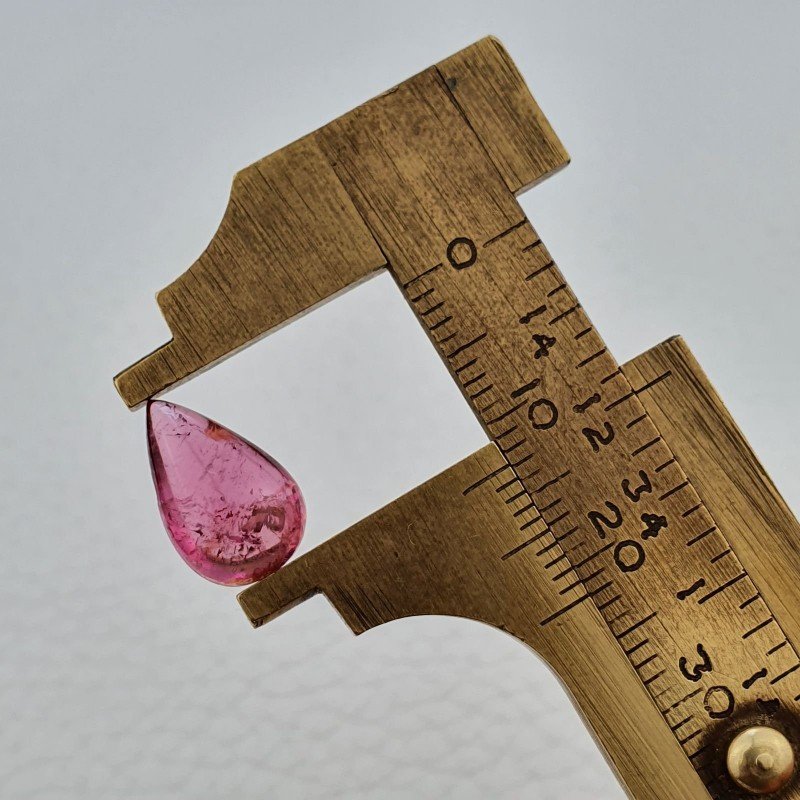 Tormalina Rosa Rubellite Naturale Forma Goccia Piatto Cabochon Liscio Fatto a Mano 13X8X5mm 3,80 ct
