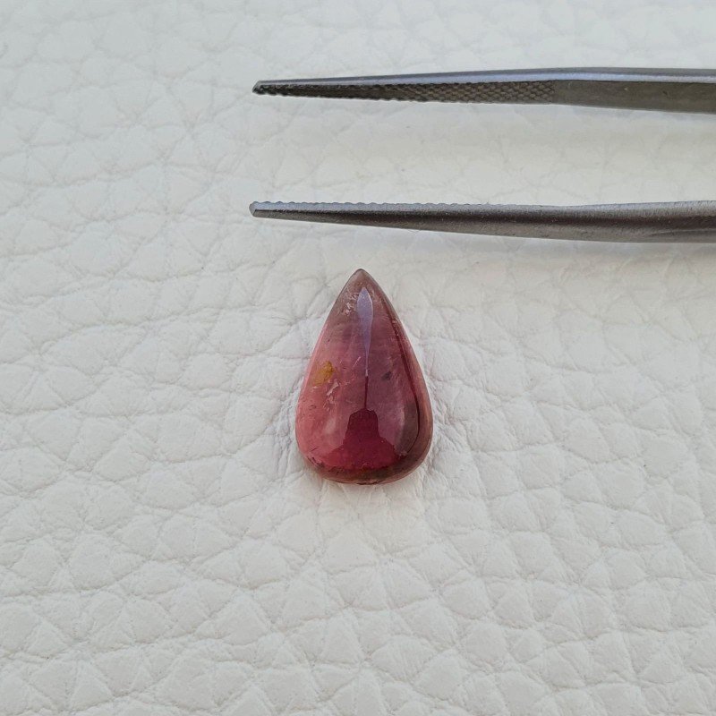 Tormalina Rosa Rubellite Naturale Forma Goccia Piatto Cabochon Liscio Fatto a Mano 14X8X5mm 4,50 ct