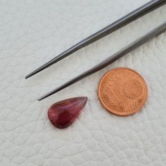Tormalina Rosa Rubellite Naturale Forma Goccia Piatto Cabochon Liscio Fatto a Mano 14X8X5mm 4,50 ct