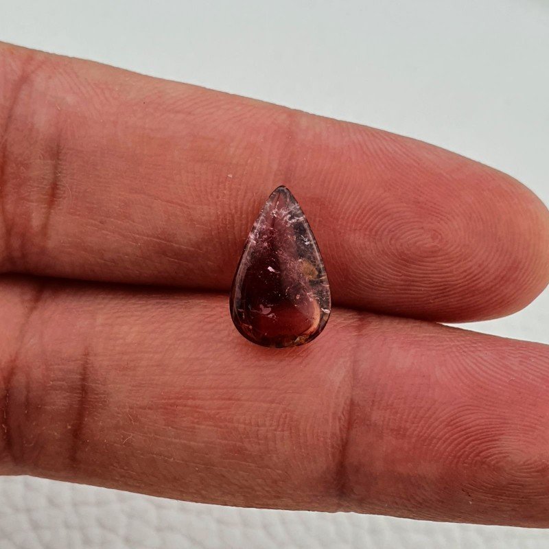 Tormalina Rosa Rubellite Naturale Forma Goccia Piatto Cabochon Liscio Fatto a Mano 14X8X5mm 4,50 ct