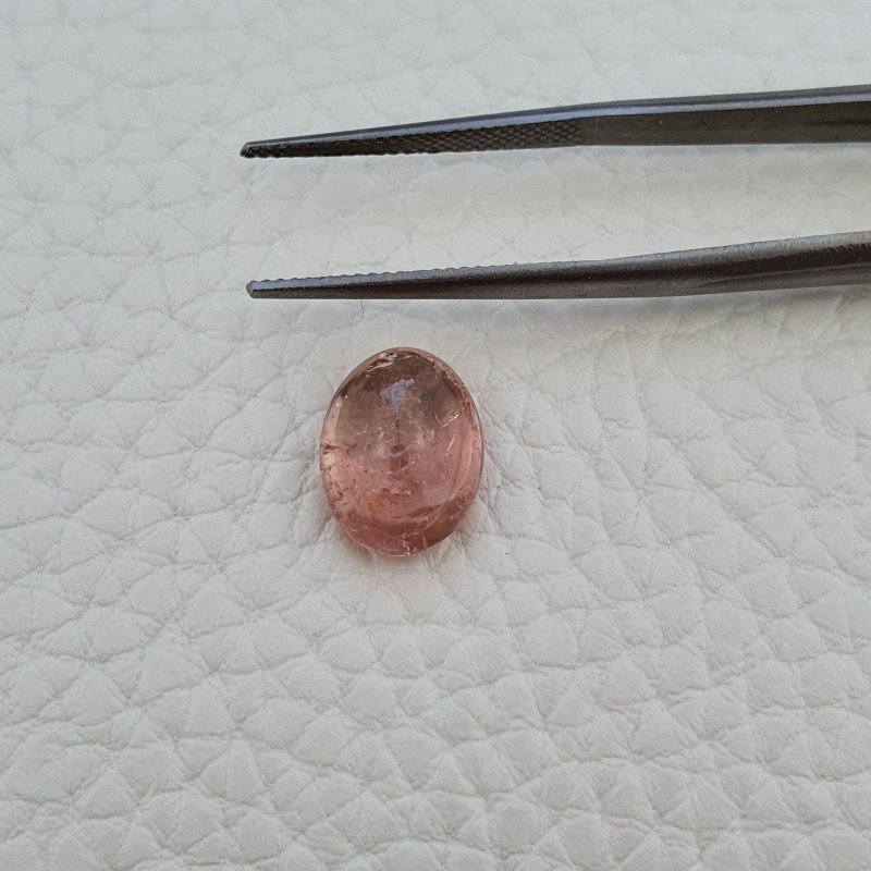 Tormalina Rosa Rubellite Naturale Forma Ovale Piatto Cabochon Liscio Fatto a Mano 12X9X6mm 4,60 ct