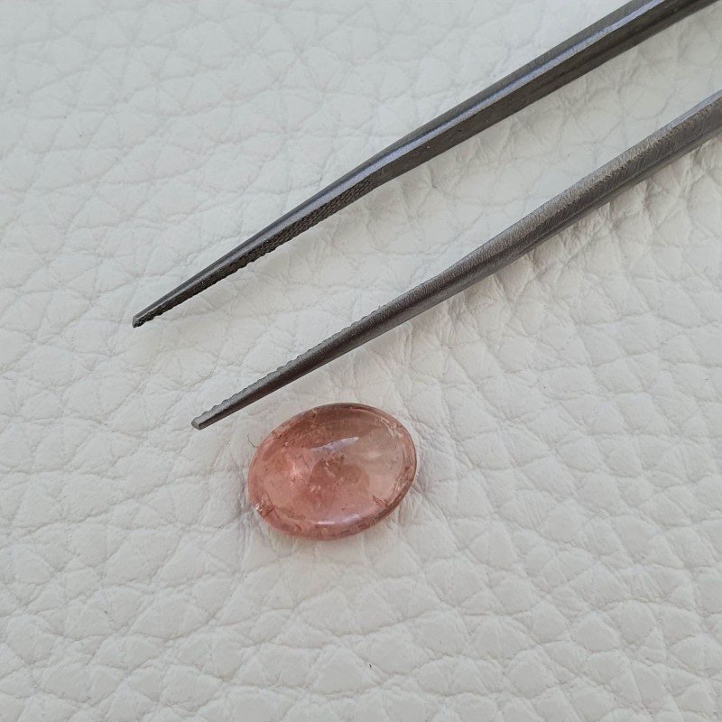 Tormalina Rosa Rubellite Naturale Forma Ovale Piatto Cabochon Liscio Fatto a Mano 12X9X6mm 4,60 ct