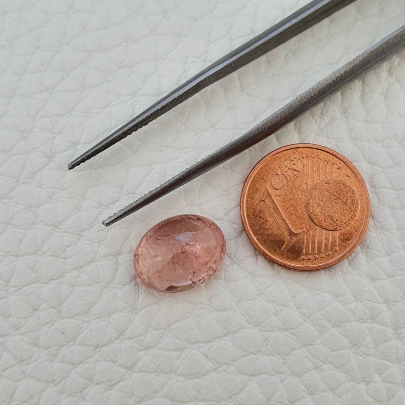 Tormalina Rosa Rubellite Naturale Forma Ovale Piatto Cabochon Liscio Fatto a Mano 12X9X6mm 4,60 ct