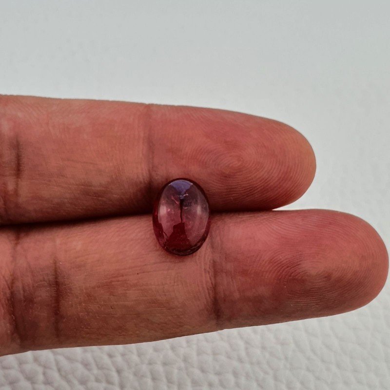 Tormalina Rosa Rubellite Naturale Forma Ovale Piatto Cabochon Liscio Fatto a Mano 12X8X4mm 3,85 ct