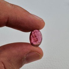 Tormalina Rosa Rubellite Naturale Forma Ovale Piatto Cabochon Liscio Fatto a Mano 12X8X4mm 3,85 ct