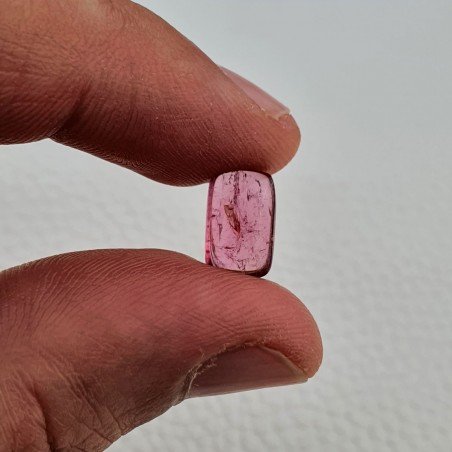Tormalina Rosa Rubellite Naturale Forma Cuscino Piatto Cabochon Liscio Fatto a Mano 11X7X4mm 3,15 ct