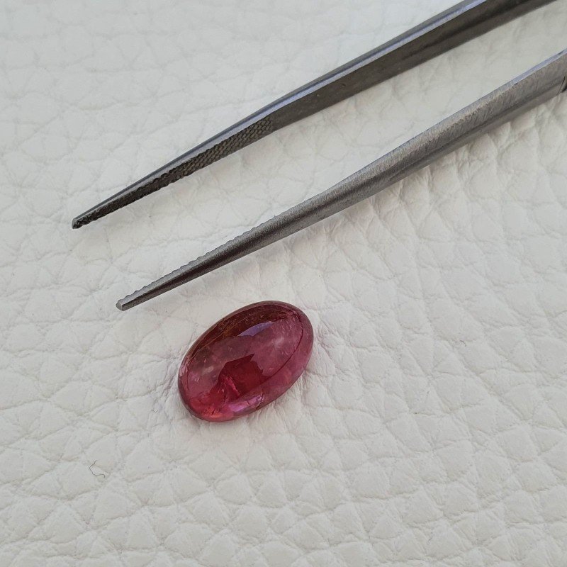 Tormalina Rosa Rubellite Naturale Forma Ovale Piatto Cabochon Liscio Fatto a Mano 12X8X5mm 4,80ct