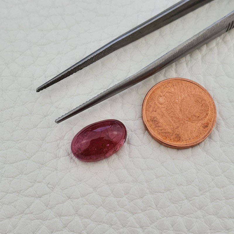 Tormalina Rosa Rubellite Naturale Forma Ovale Piatto Cabochon Liscio Fatto a Mano 12X8X5mm 4,80ct
