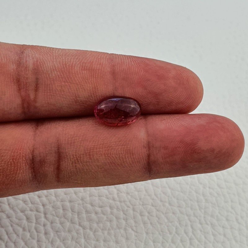 Tormalina Rosa Rubellite Naturale Forma Ovale Piatto Cabochon Liscio Fatto a Mano 12X8X5mm 4,80ct