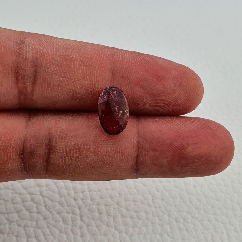 Tormalina Rosa Rubellite Naturale Forma Ovale Piatto Cabochon Liscio Fatto a Mano 12X8X5mm 4,80ct