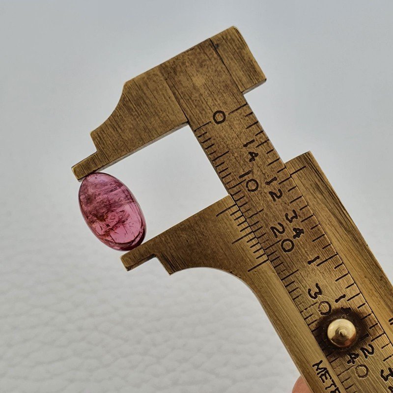 Tormalina Rosa Rubellite Naturale Forma Ovale Piatto Cabochon Liscio Fatto a Mano 12X8X5mm 4,80ct