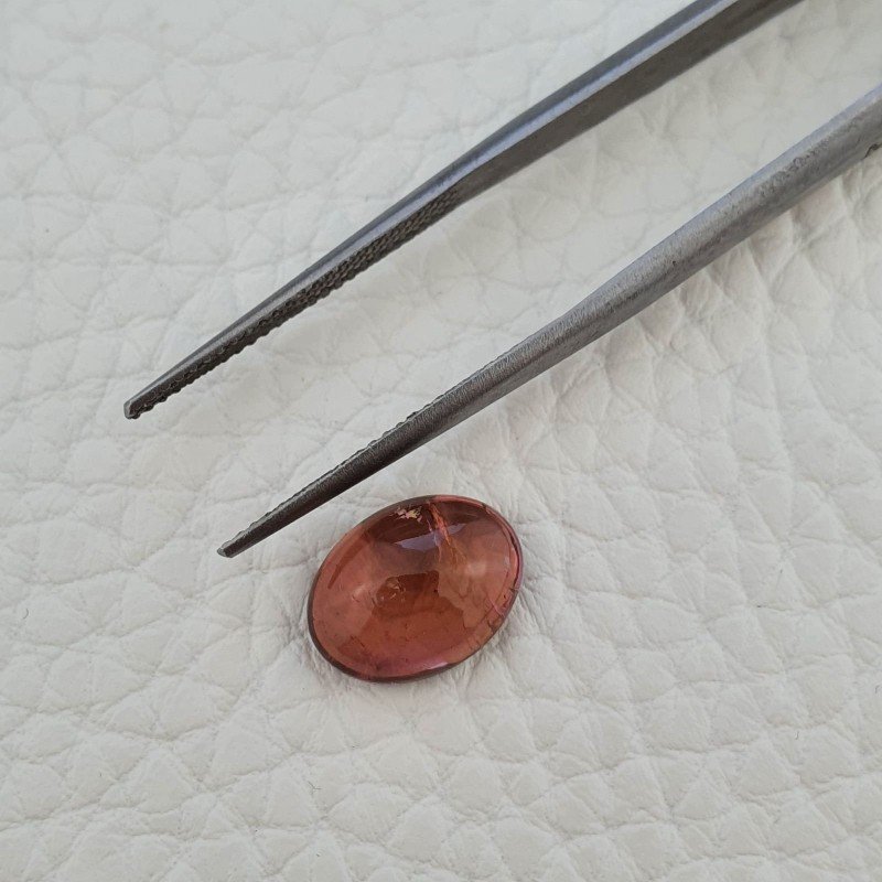 Tormalina Rosa Rubellite Naturale Forma Ovale Piatto Cabochon Liscio Fatto a Mano 11X8X4mm 3,45 ct