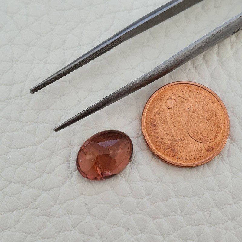 Tormalina Rosa Rubellite Naturale Forma Ovale Piatto Cabochon Liscio Fatto a Mano 11X8X4mm 3,45 ct
