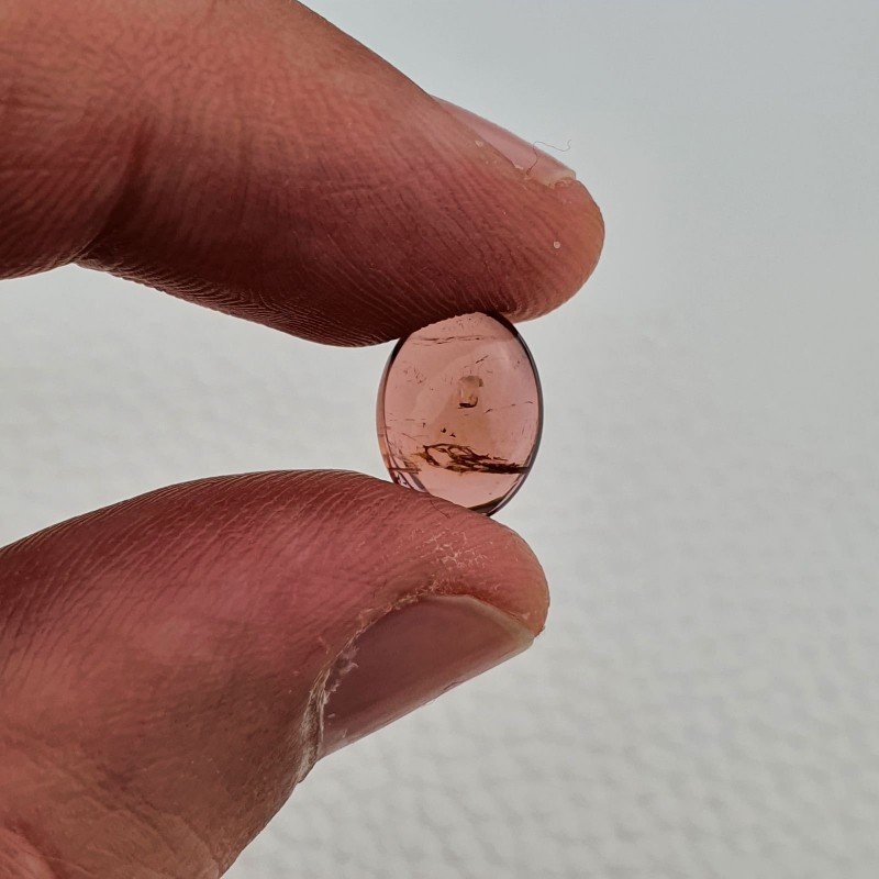 Tormalina Rosa Rubellite Naturale Forma Ovale Piatto Cabochon Liscio Fatto a Mano 11X8X4mm 3,45 ct